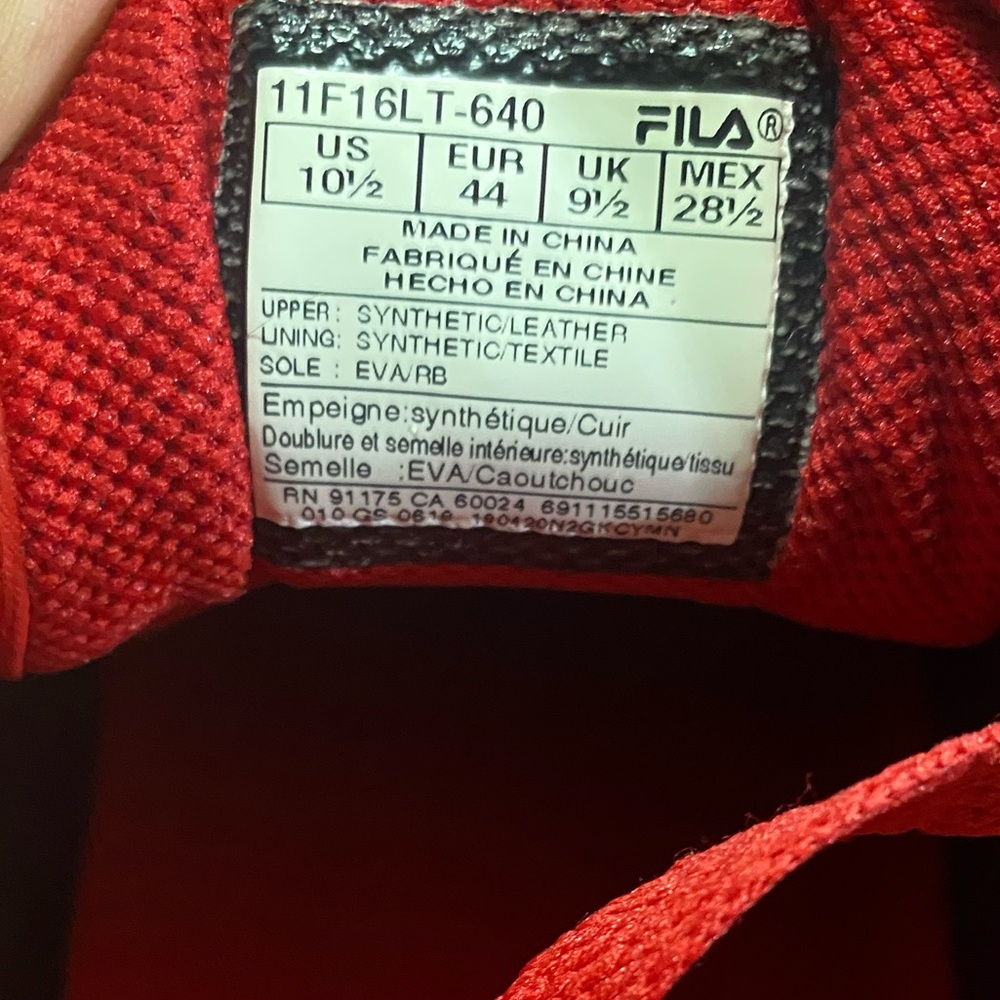 Fila Men's Bold Red Sneakers Size 10.5 - Picture 10 of 10